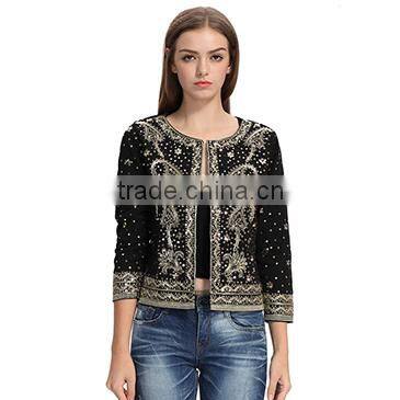 Woman New Fashion Clothing Manufacturer Sequin Beaded Petite Jacket