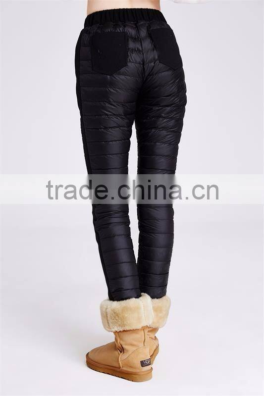 red woman down pants