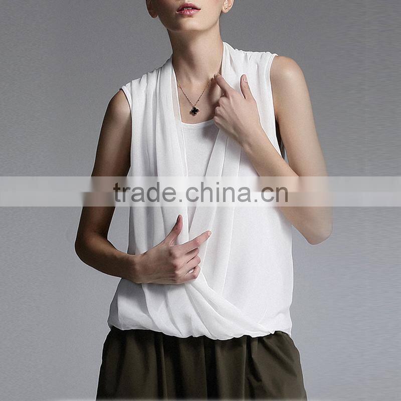 2016 summer clothing directly manufacturer chiffon sleeveless latest fashion blouse design