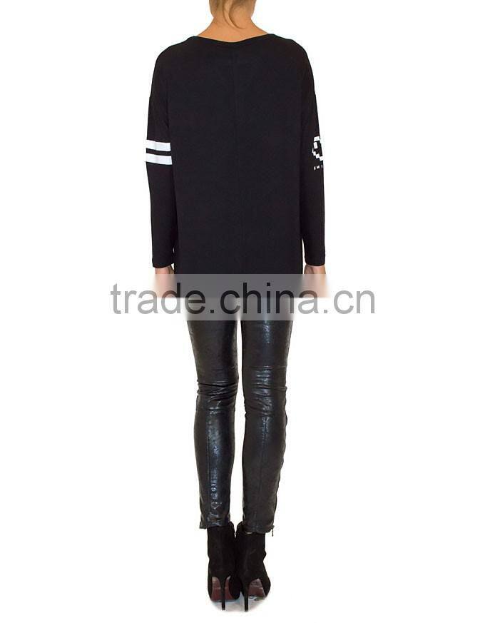 2015 New Fashion Round Neck Long Sleeve Polo Womens T-shirt Wholesale