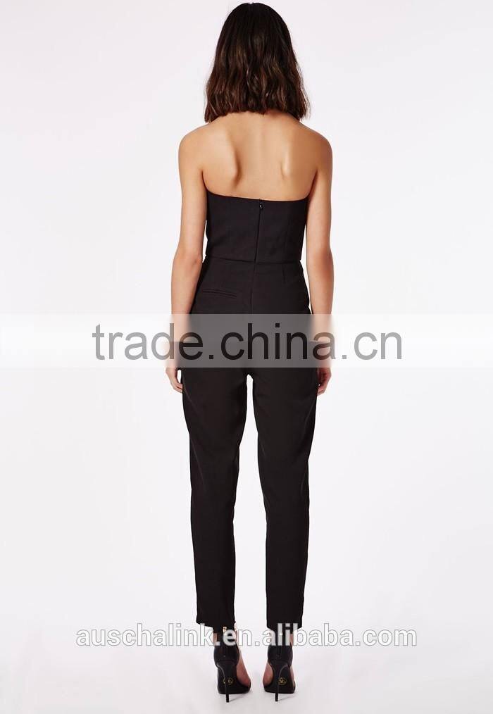 best selling girls sexy black tailored bandeau jumpsuit OEM service