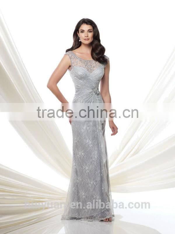 new fashion ladies v neck gray lace dress mother of the bride