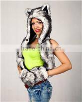 Long eared plush animal head russian style fur winter hat
