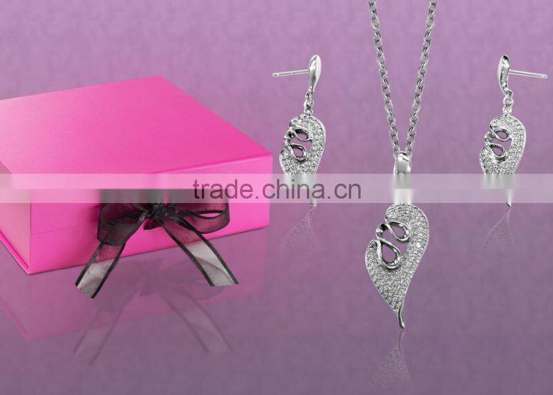 Designer CZ studded 925 Silver Plated Pendantset