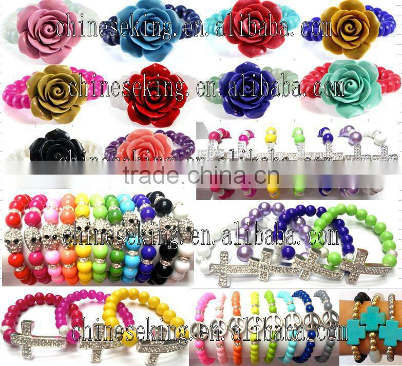 Rainbow Candy bead Bracelet, strechable chunky bead bracelets, colorful candy bead bracelet