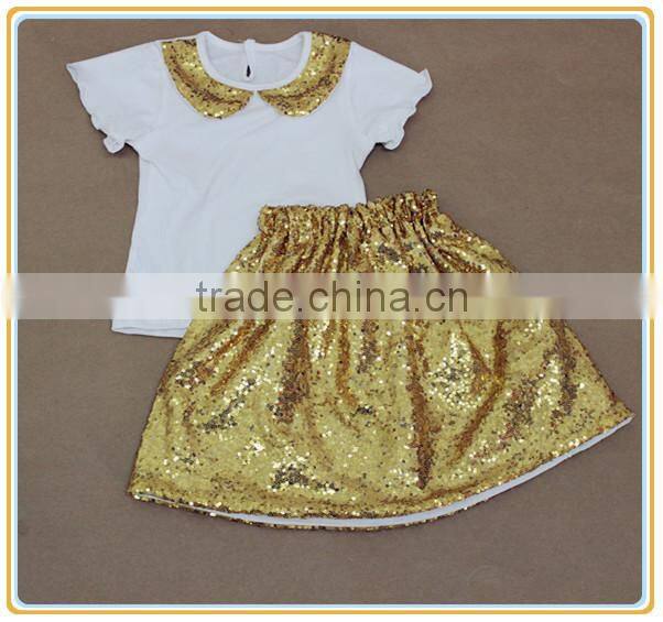 Lovely Kids Baby Girls Sequins Skirts Set Children's Shiny Gold Dress