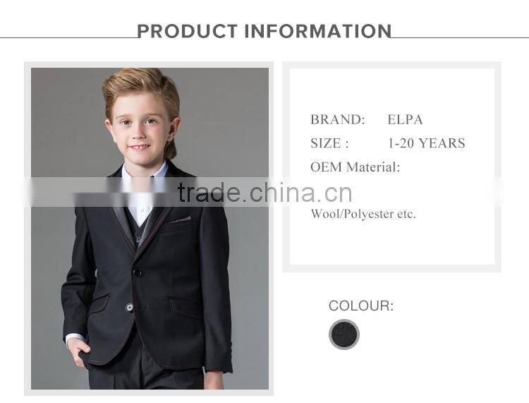 ELPA fancy children kids clothes suit 3 piece black party suits for boys