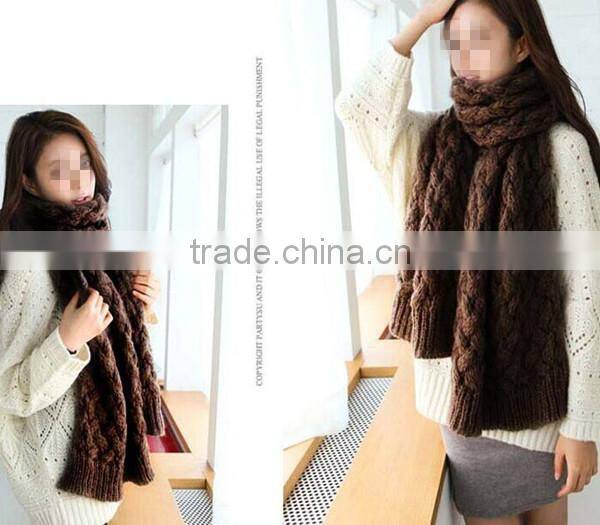 Autumn and winter wear korean style mohair warm long style solid fashion knit lovely scarf girl hijab scarf