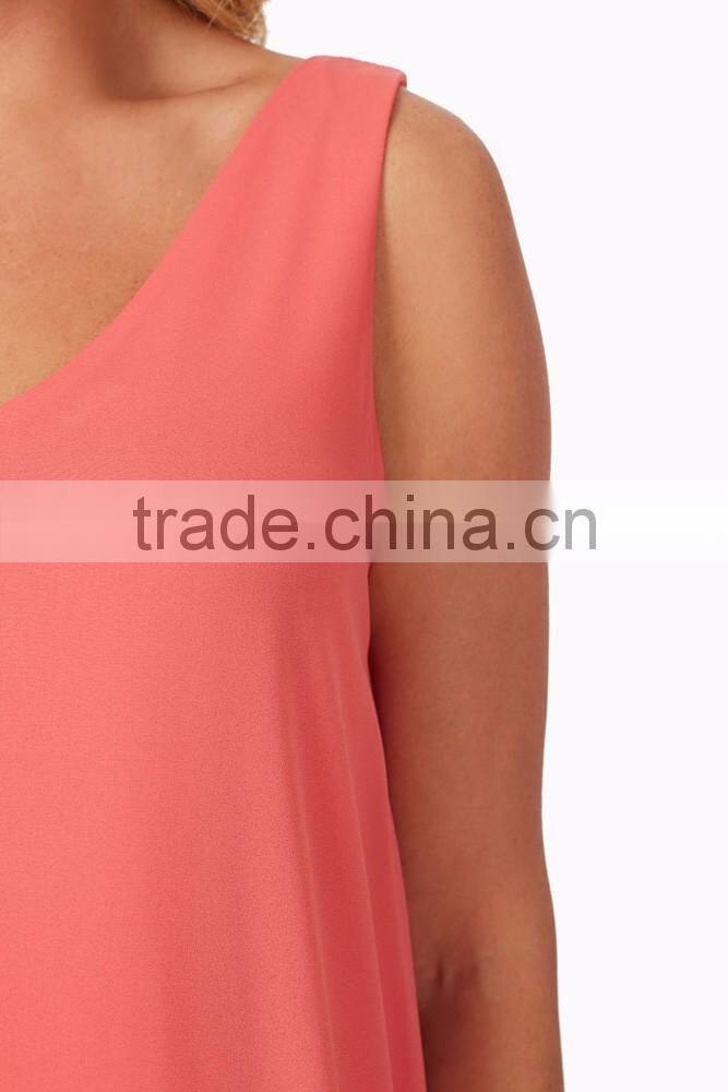 Latest gorgeous sleeveless basic coral chiffon maternity dress for women