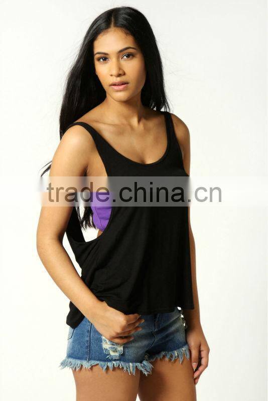 2013 Latest Design Cowl Back Drop Arm Sleeveless Girls Vest