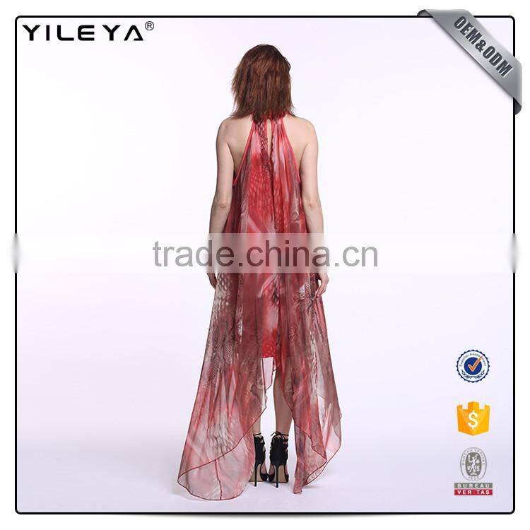 Customizable lady halter dress,dress long red