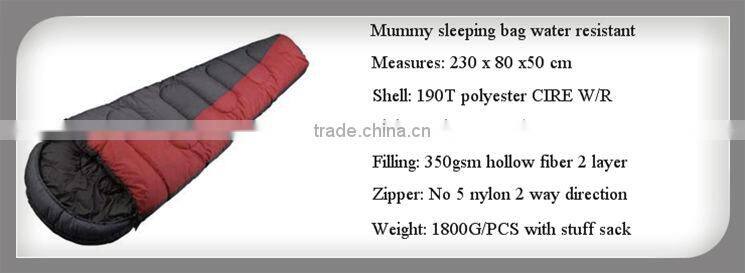 outdoor and camping Mummy sleeping bag 100% polyester
