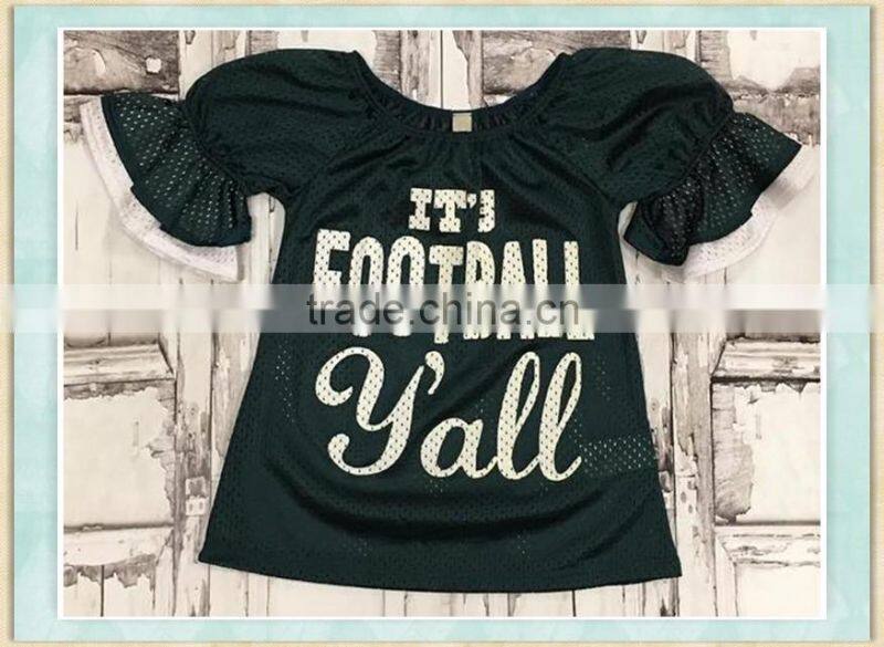 sports ruffle raglan children football boutique shirts high quality wholesale clothing