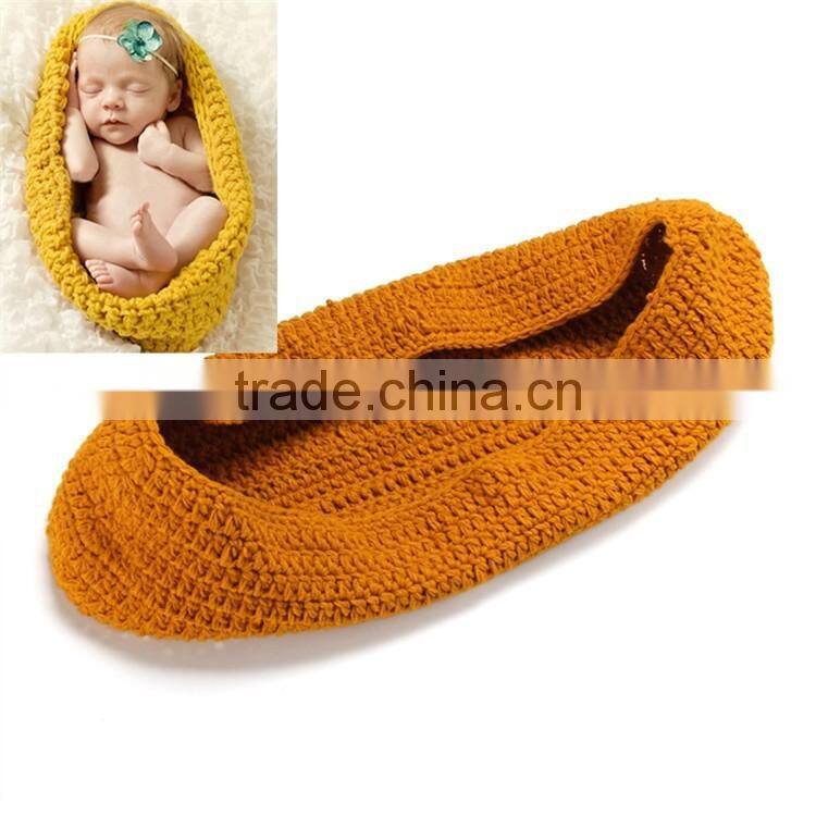 Photography prop Crochet baby swaddle cocoon baby sleeping bag knitted baby hat photo prop