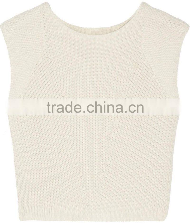 2017 New Display Ivory Cashmere Cotton and Silk Blend Slips On Knitted Top