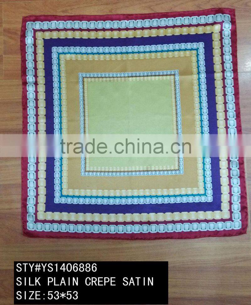 Small Square Silk Scarf, silk twill, plain crepe satin, satin stripped