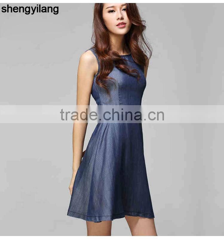 guangzhou 2016 new style long large size thin denim jeans dresses
