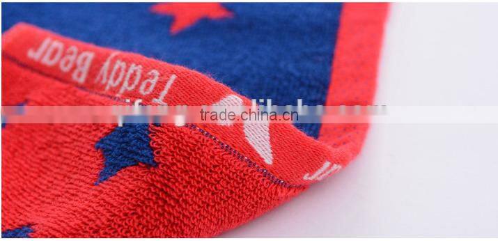 Red and blue color dye yarn jacquard cotton face towel/hand towel/ bath towel