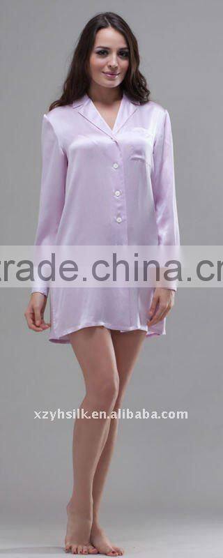 Women's Silk Short Sleeve Nightshirts