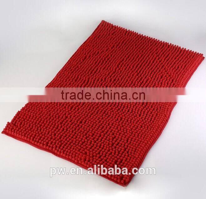 coffee color chenille floor mat Generic Washable Bathroom New Shaggy Rugs Non Slip Bath Mat Thick Shag Pile Size:60cm X 40