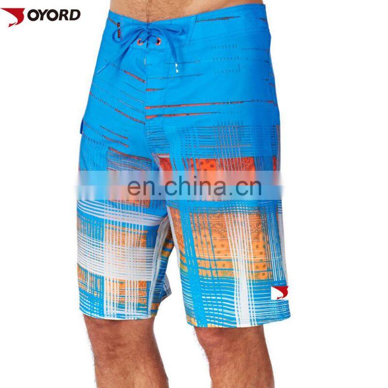 Wholesale custom printed swimwear 4 way stretch blank fishing shorts
