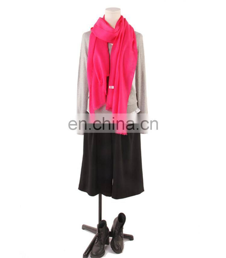 100% mercerized wool twill weave plain color shawl worsted wool autumn winter ladies warm scarf