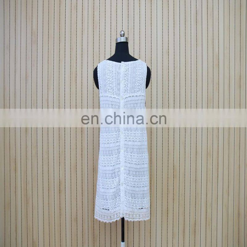 women top grade exquisite sleeveless shell button lace blouse dress