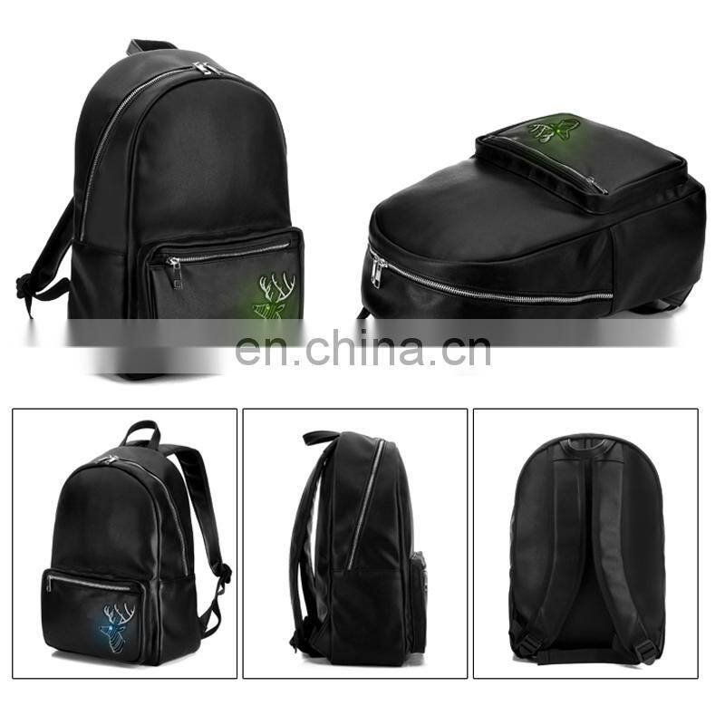black PU teenager school bag with led backpack billboard