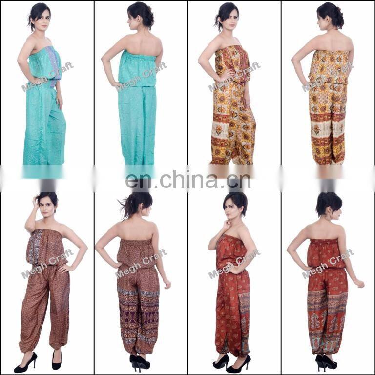 Silk Romper Jumpsuit - Fashion Wear floral jumpsuit - designer jumpsuits for ladies - Indo Western Indian Jumpsuits
