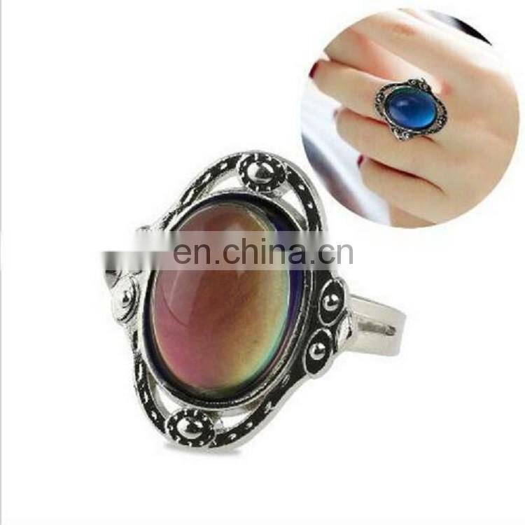 Ally Express Cheap Wholesale Antique Silver Changing Color Mood Stone Ring