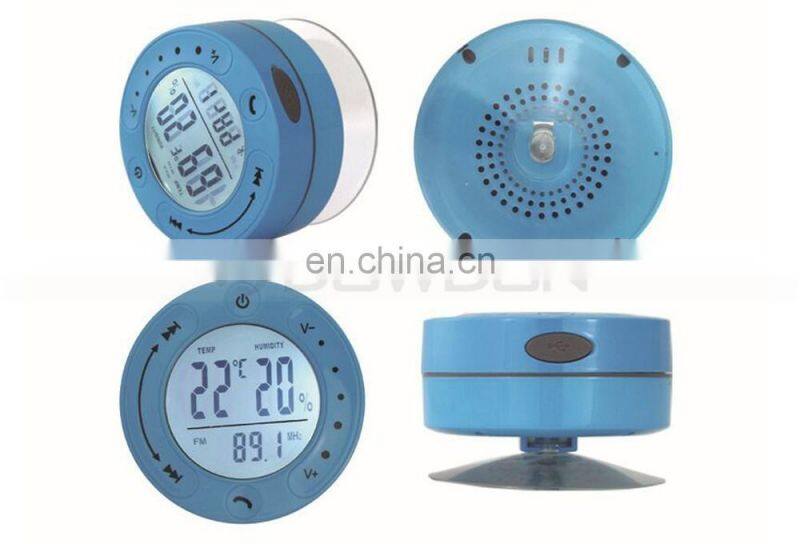 Portable Wireless Bluetooth V3.0 + EDR Shower Speaker with diaplay Temperature and Humidity