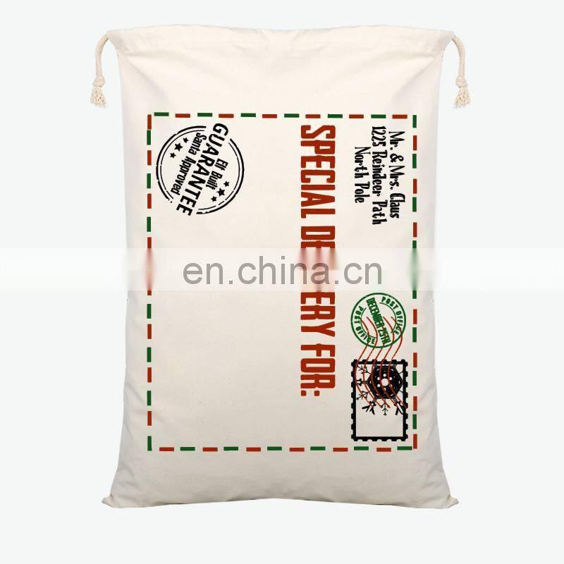 Christmas Santa Sacks 1pc Drawstring Canvas Santa Sack Xmas Canvas Bag Hot Sale Big Santa Claus Gift Bag Drop Shipping