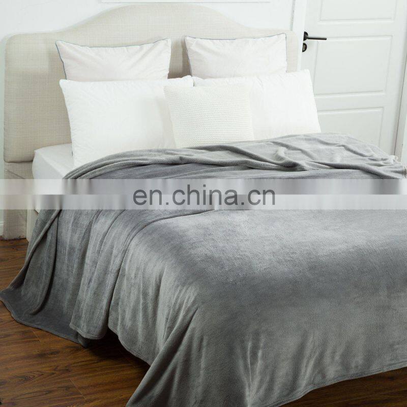 Silver Grey Travel Size Super Soft Fluffy Warm Solid Bed Throws Flannel Fleece Blanket