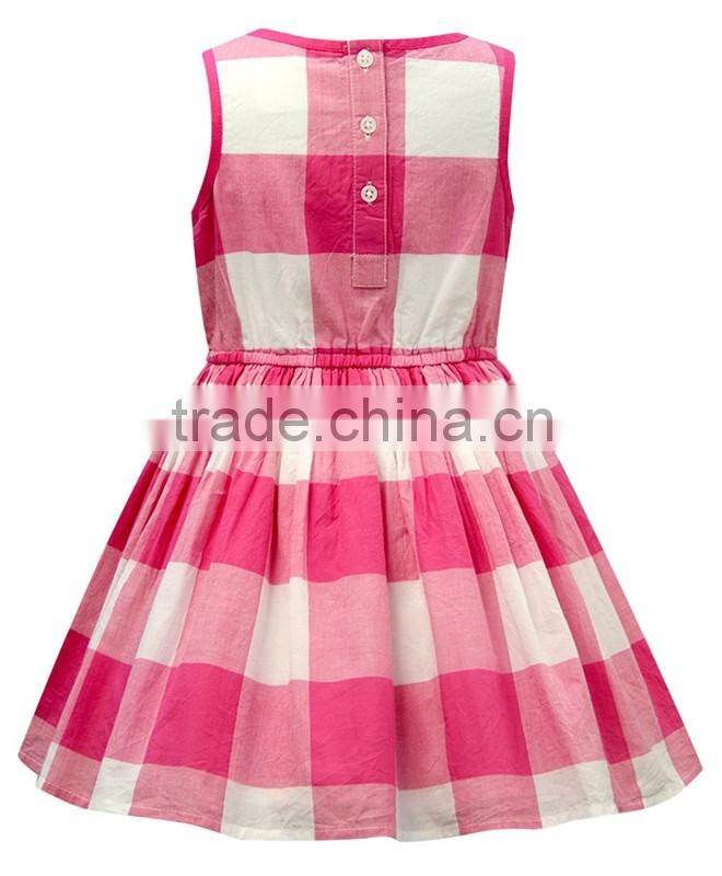 China wholesale dress online 2016 checkered fabric sleeveless dress