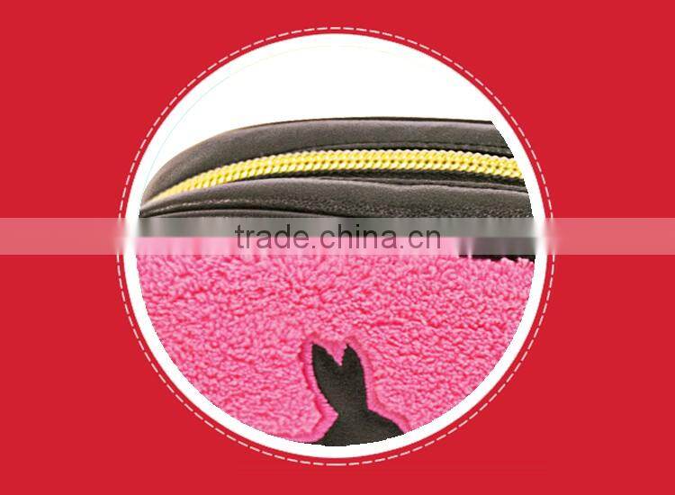 Alibaba rabbit shape rose red plush ladies fashion travel cosmetic bag
