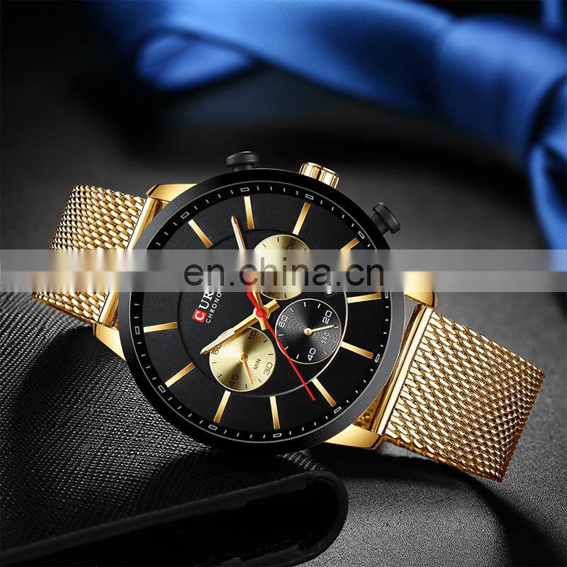 CURREN 8340 Men Calendar Auto Date Popular Men Watches Stainless Steel Mesh Strap Custom Logo Watches