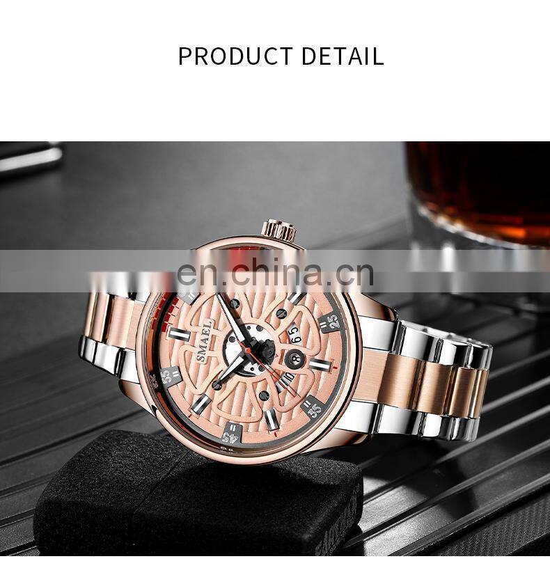 SMAEL 9180 Quartz Watch For Men SMAEL Golden Watches Waterproof Auto Date Male Clock Analog Stainless Steel Watches