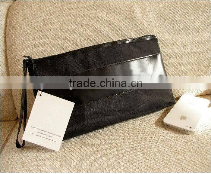 Travel fabric lightweight and recycled pu+grid cosmetic bag