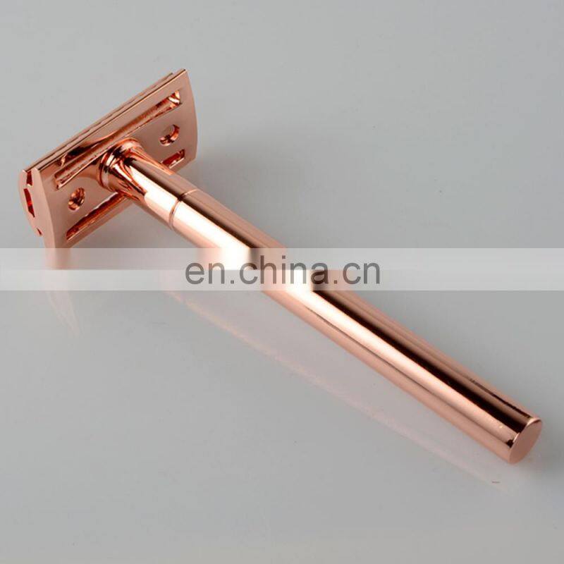luxury women rose gold customized design metal traditional double edge blades men shaver gift shaving razor