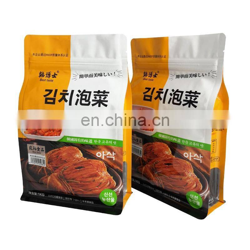 1kg kimchi aluminium foil packaging pouch ziplock bag food grade flat bottom plastic bag heat seal pickles packaging with window