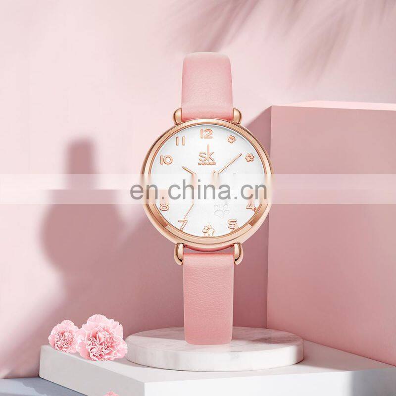 SHENGKE Pink Cute Girls Wristwatch K9025 Clear Arabic Number Dial Watches Ultra Band Kids Watch Chinese Factory Watch