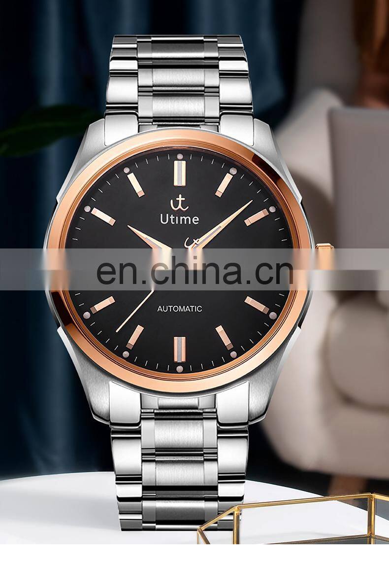 Utime Automatic Men Watch Charming Mechanical Watch Calendar Date Display Luminous Pointer Index Automatic Movement U0022G