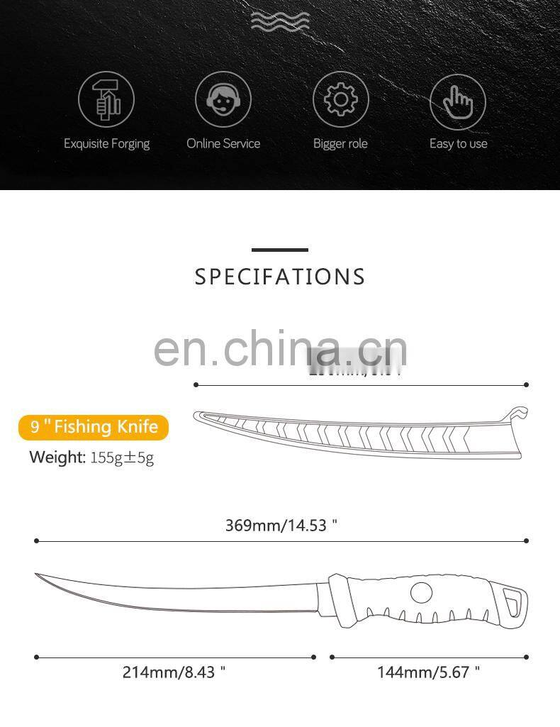 High Quality Outdoor Sports Equipment Knives For Fishing Willet Knife Fishing TPR&ABS Handle Black