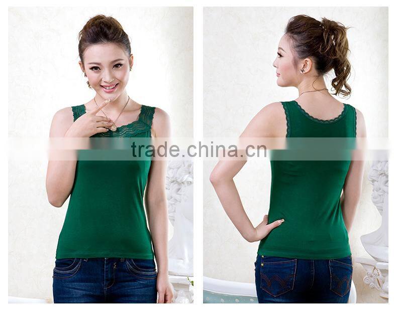 2015 New Style Girls Sexy Tank Top with lace Summer Vest Bulk Buy From China