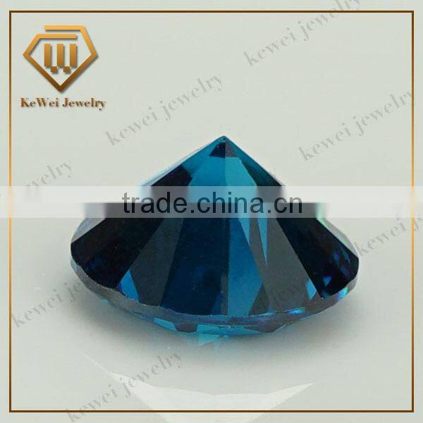 Wholesale Dark Aquamarine round machine cut synthetic cubic zirconia