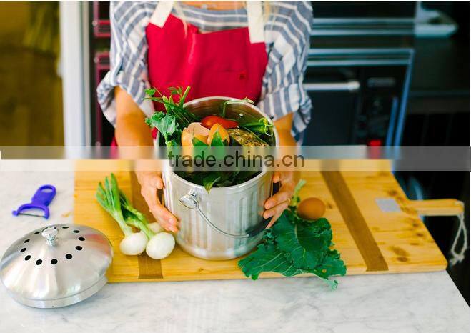 2016 Hot saling 1gallon Kitchen Stainless steel compost bin, compost pail with lid and carbon
