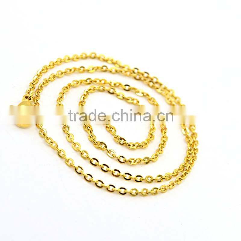 fashion long chain necklaces Custom size gold plating thin neckalce chain