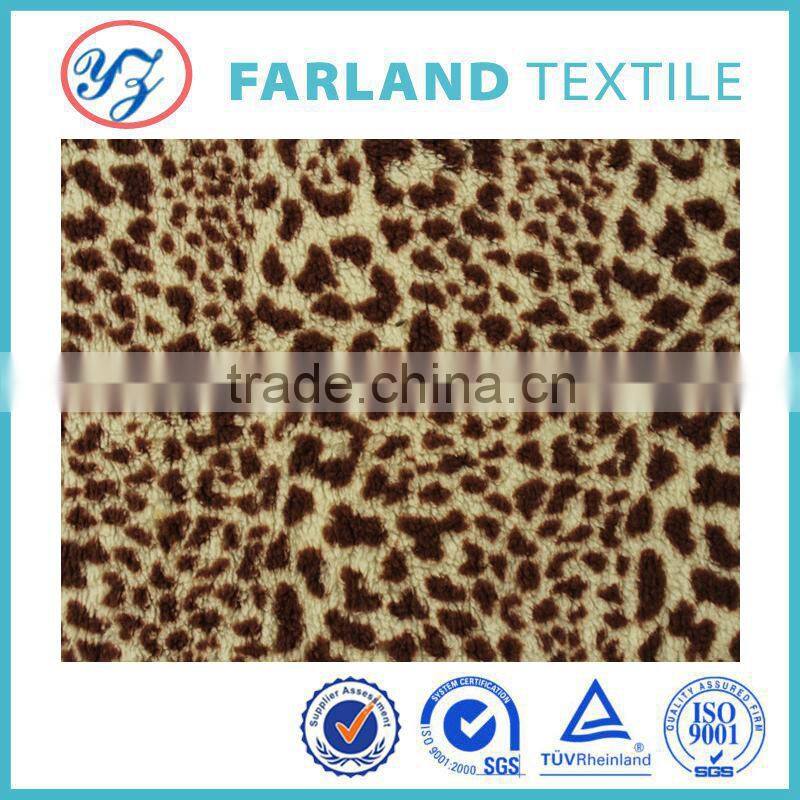 warm bedding set fabric leopard printed sherpa fleece fabric for art quilt,blanket