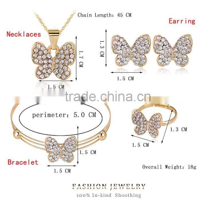 Korean Style Butterfly Crystal Fine African Beads Jewelry Sets Animal Pendant Set For Party Wedding Bridal Accessories