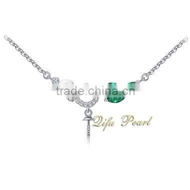 2015 Fashion Pearl Necklace 925 Sterring Silver Freshwater Pearl Necklace Jewelry Wholesale Charm Necklace Mounting